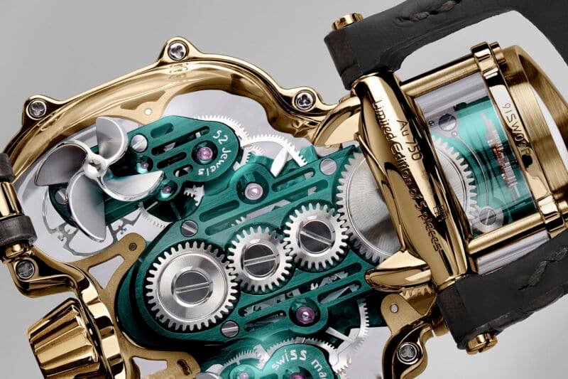 MB&F HM9-SV Yellow Gold Green