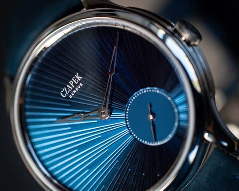 Czapek Promenade Guilloché Bleu Nuit Dial Close Up