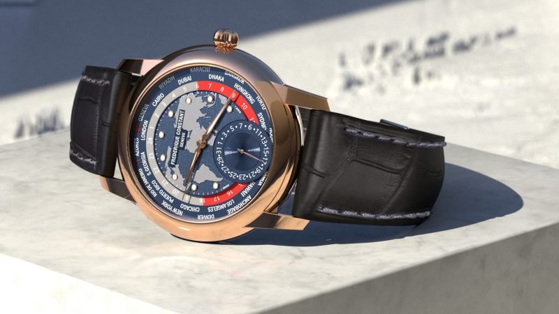 Frederique Constant Classic World Timer Manufacture. red gold